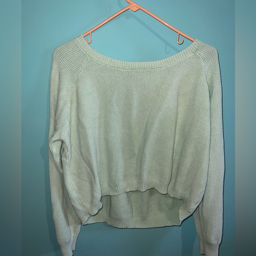 Light teal crop top sweater